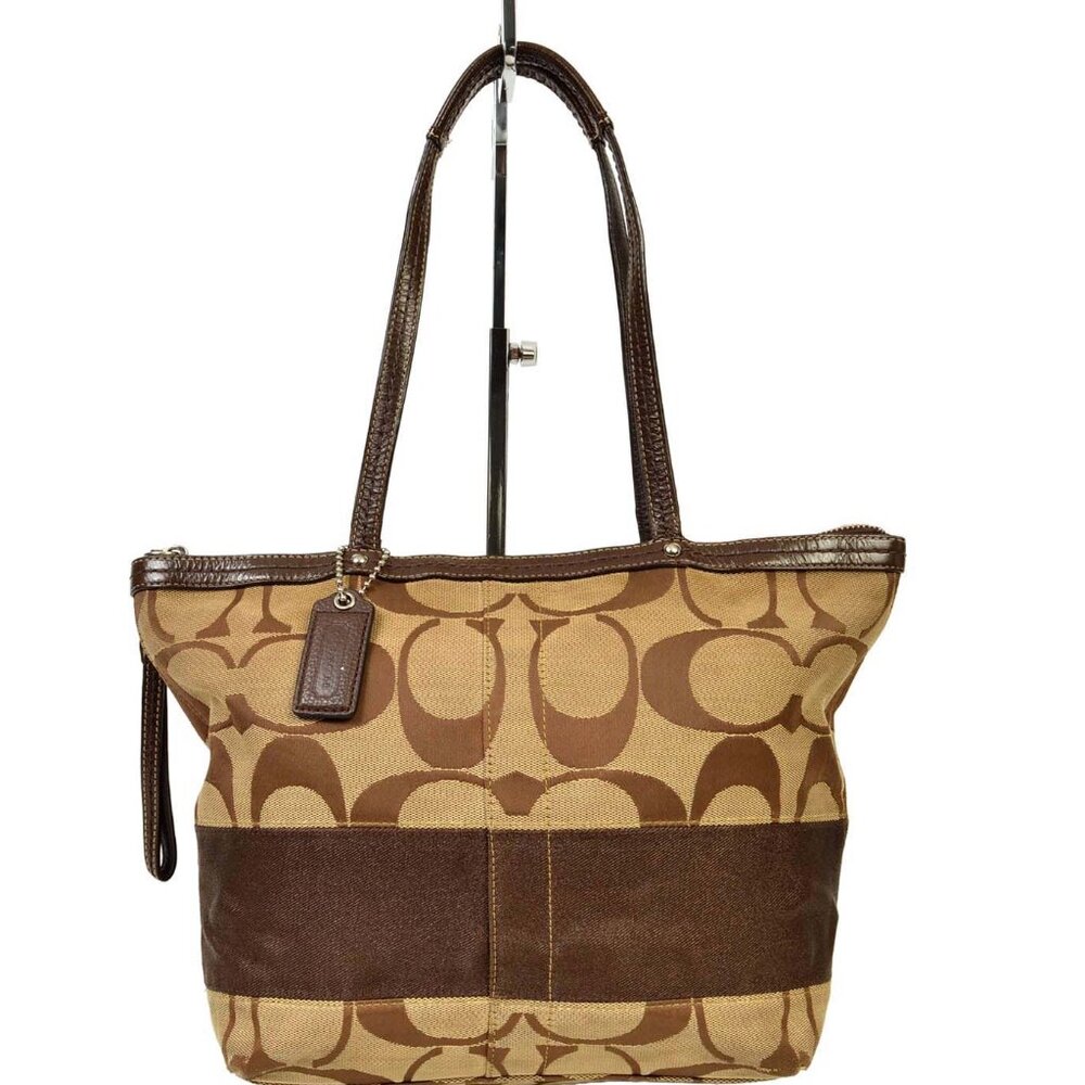 Vintage Coach Brown Monogram Jacquard Shoulder Bag/Purse D1053-F13548